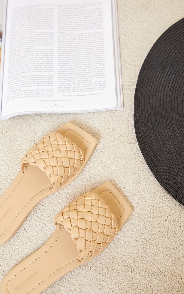 Nude Real Leather Square Toe Chunky Basket Weave Mule Sandals sold by Pretty Little Thing product image thumbnail 3