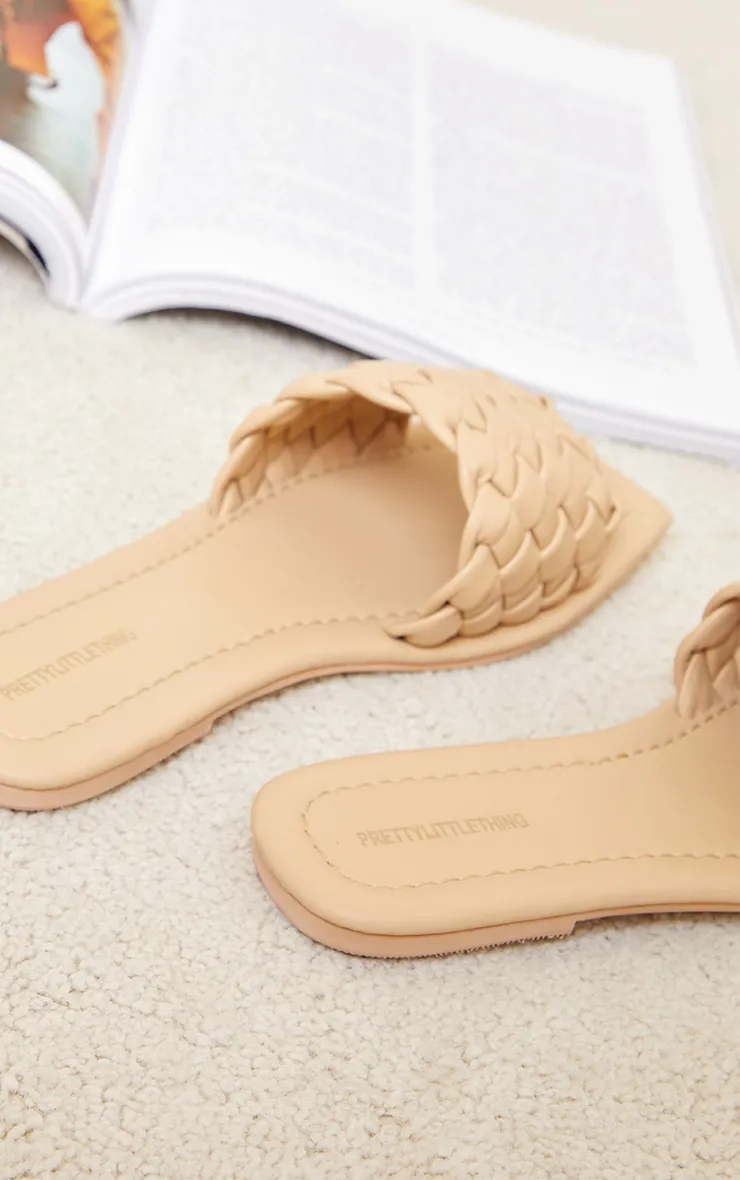 Nude Real Leather Square Toe Chunky Basket Weave Mule Sandals sold by Pretty Little Thing product image thumbnail 4