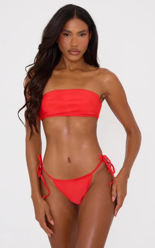 Red Bandeau Mix & Match Bikini Top sold by Pretty Little Thing