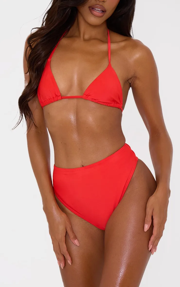Red Mix & Match High Waisted High Leg Bikini Bottoms sold by Pretty Little Thing