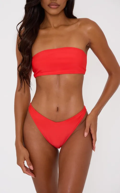 Red Mix & Match V Front Bikini Bottoms sold by Pretty Little Thing
