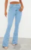 Blue 5 Pocket Stretch Flared Jeans sold by Pretty Little Thing