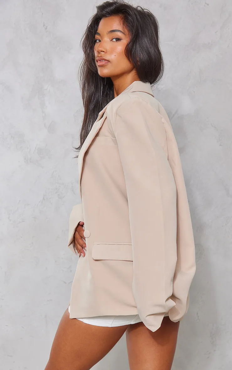 Stone Double Breasted Oversized Boxy Fit Blazer sold by Pretty Little Thing product image thumbnail 2