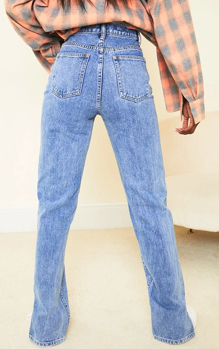 Tall Light Blue Ripped Waistband High Waist Split Hem Jeans sold by Pretty Little Thing product image thumbnail 3
