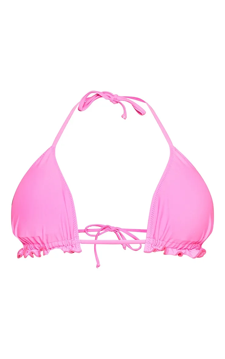 Hot Pink Frill Edge Padded Bikini Top sold by Pretty Little Thing product image thumbnail 5