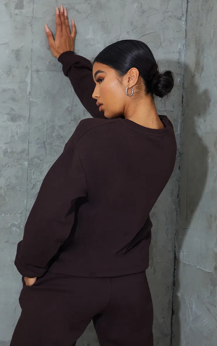 PRETTYLITTLETHING Chocolate Brown Est 2012 Oversized Sweatshirt sold by Pretty Little Thing product image thumbnail 2