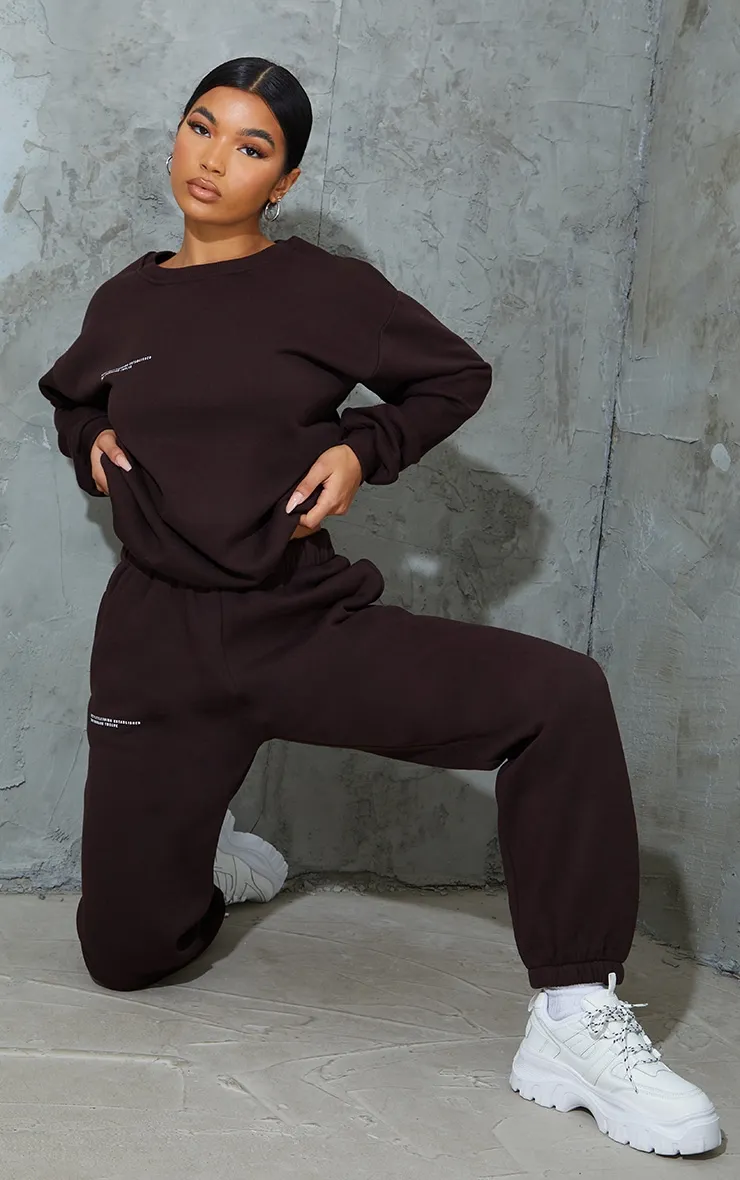 PRETTYLITTLETHING Chocolate Brown Est 2012 Oversized Sweatshirt sold by Pretty Little Thing product image thumbnail 3