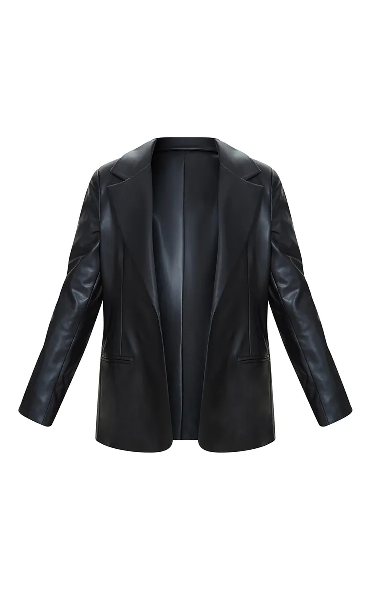 Plus Black Faux Leather Blazer sold by Pretty Little Thing product image thumbnail 5