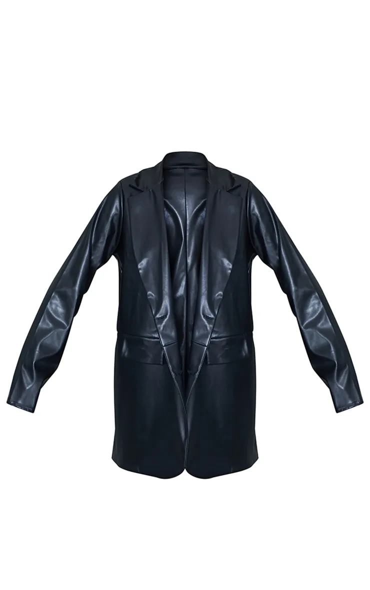 Black PU Pocket Look Double Button Blazer sold by Pretty Little Thing product image thumbnail 5