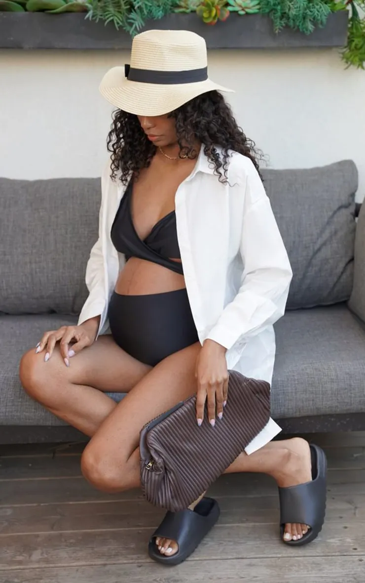 Maternity Black Wrap Over Nursing Bikini Top sold by Pretty Little Thing product image thumbnail 3