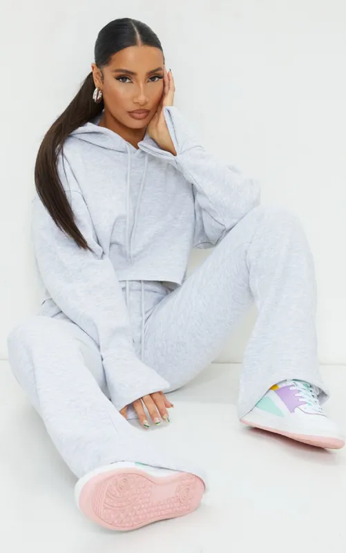 Grey Oversized Turn Up Sleeve Hem Cropped Sweatshirt sold by Pretty Little Thing