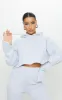 Grey Oversized Turn Up Sleeve Hem Cropped Sweatshirt sold by Pretty Little Thing