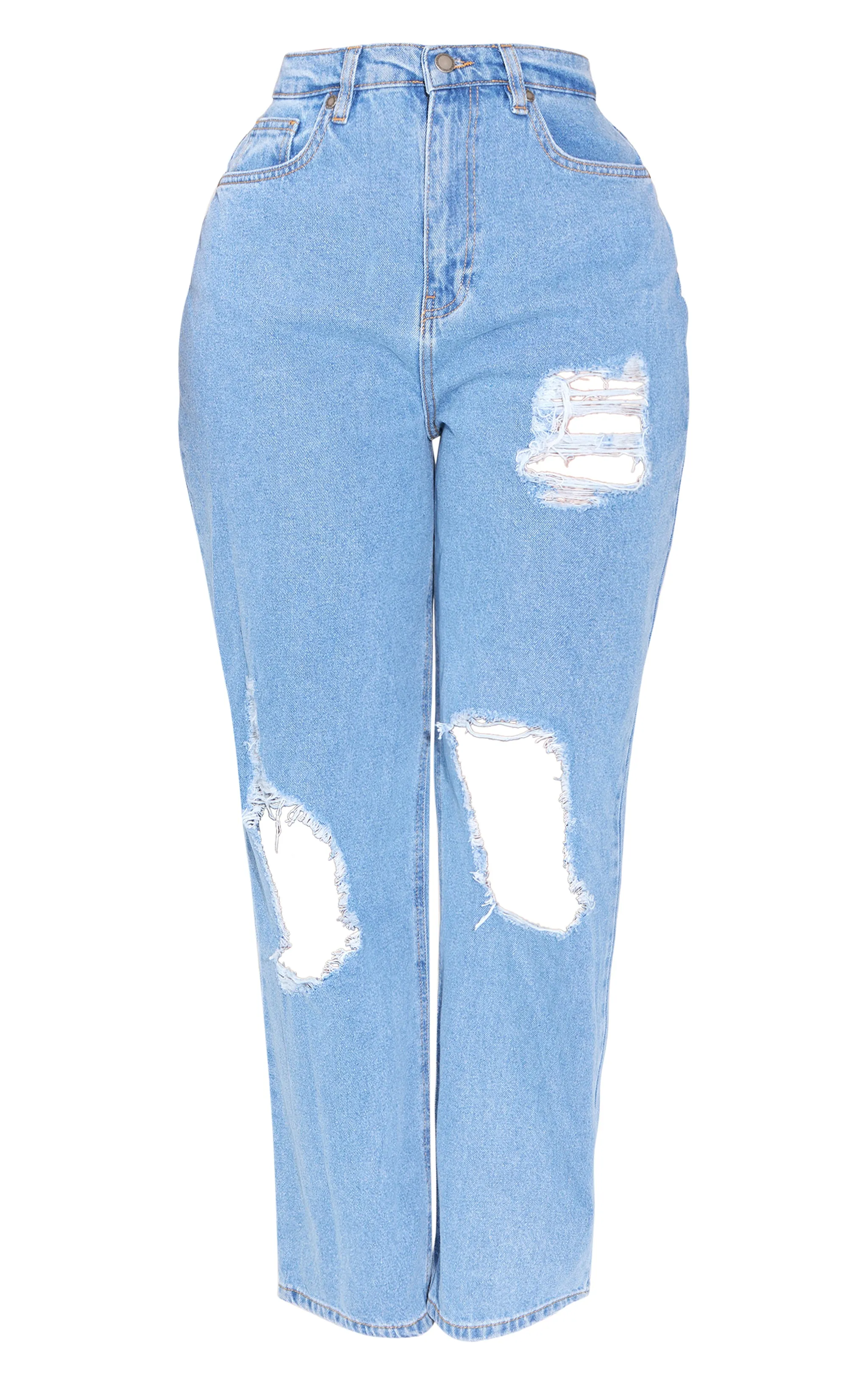 PRETTYLITTLETHING Shape Light Blue High Waist Ripped Wide Leg Jeans sold by Pretty Little Thing product image thumbnail 5