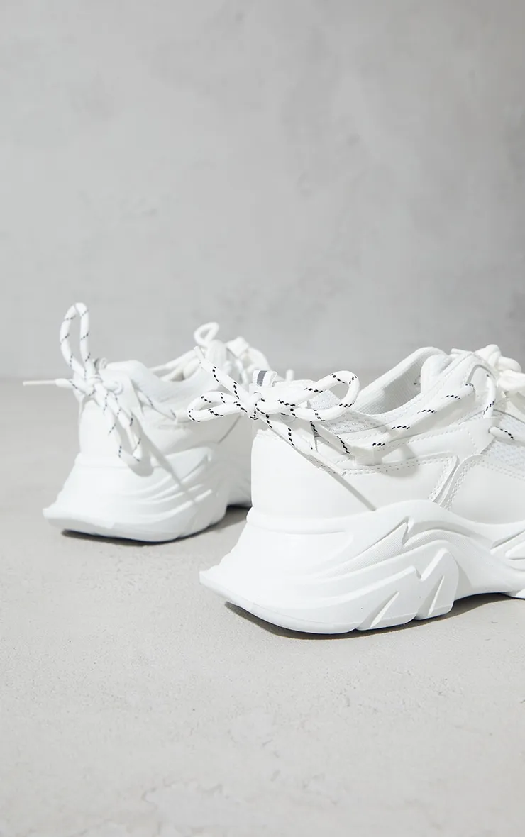 White Hiker Lace Up Double Sole Chunky Trainers sold by Pretty Little Thing product image thumbnail 4