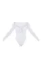 White Slinky Long Sleeve Lace Up Tie Detail Bodysuit sold by Pretty Little Thing