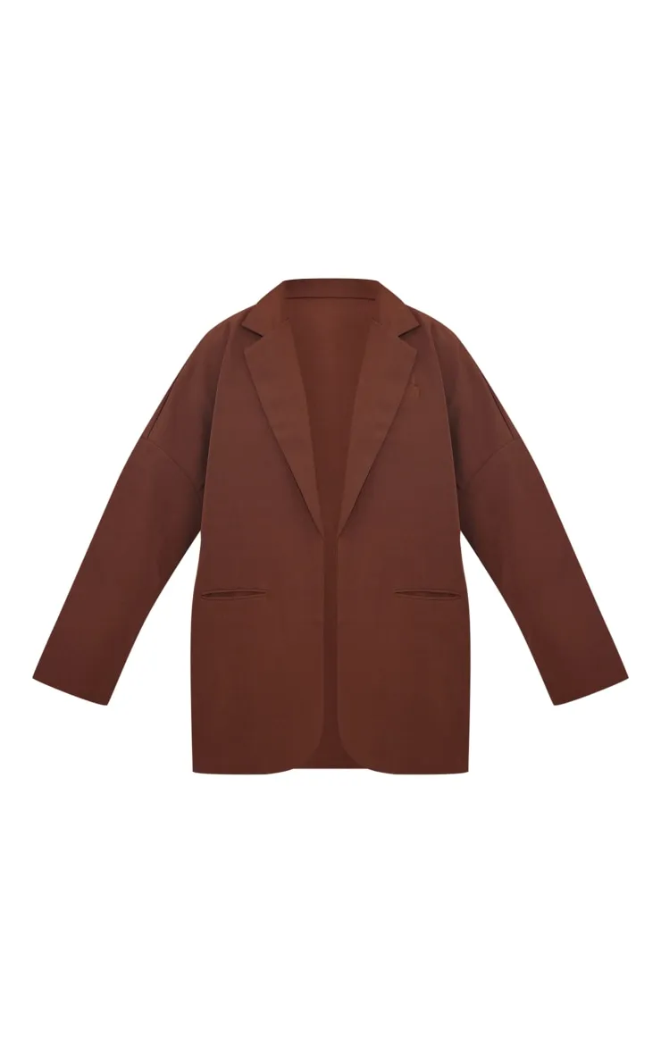 Chocolate Woven Drop Shoulder Oversized Dad Blazer sold by Pretty Little Thing product image thumbnail 5