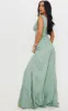 Sage Green Linen Look Plunge Tiered Wide Leg Jumpsuit sold by Pretty Little Thing