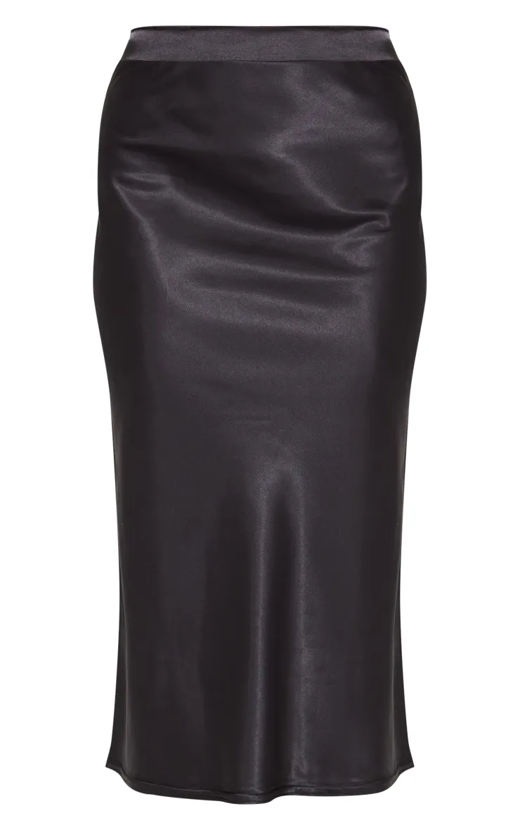 Black Satin Bias Cut Midi Skirt sold by Pretty Little Thing product image thumbnail 5
