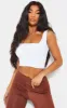 White Mesh Ruched Boned Cropped Corset sold by Pretty Little Thing