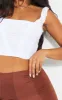White Mesh Ruched Boned Cropped Corset sold by Pretty Little Thing