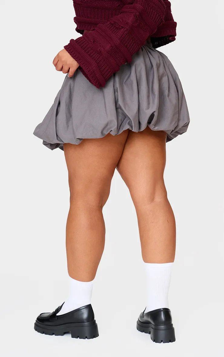 Plus Ash Grey Twill Puffball Mini Skirt sold by Pretty Little Thing product image thumbnail 3