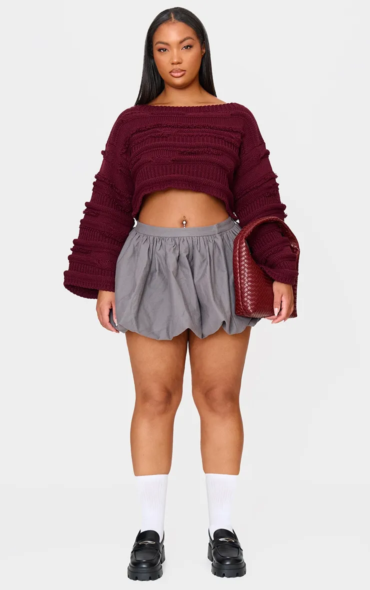 Plus Ash Grey Twill Puffball Mini Skirt sold by Pretty Little Thing product image thumbnail 4