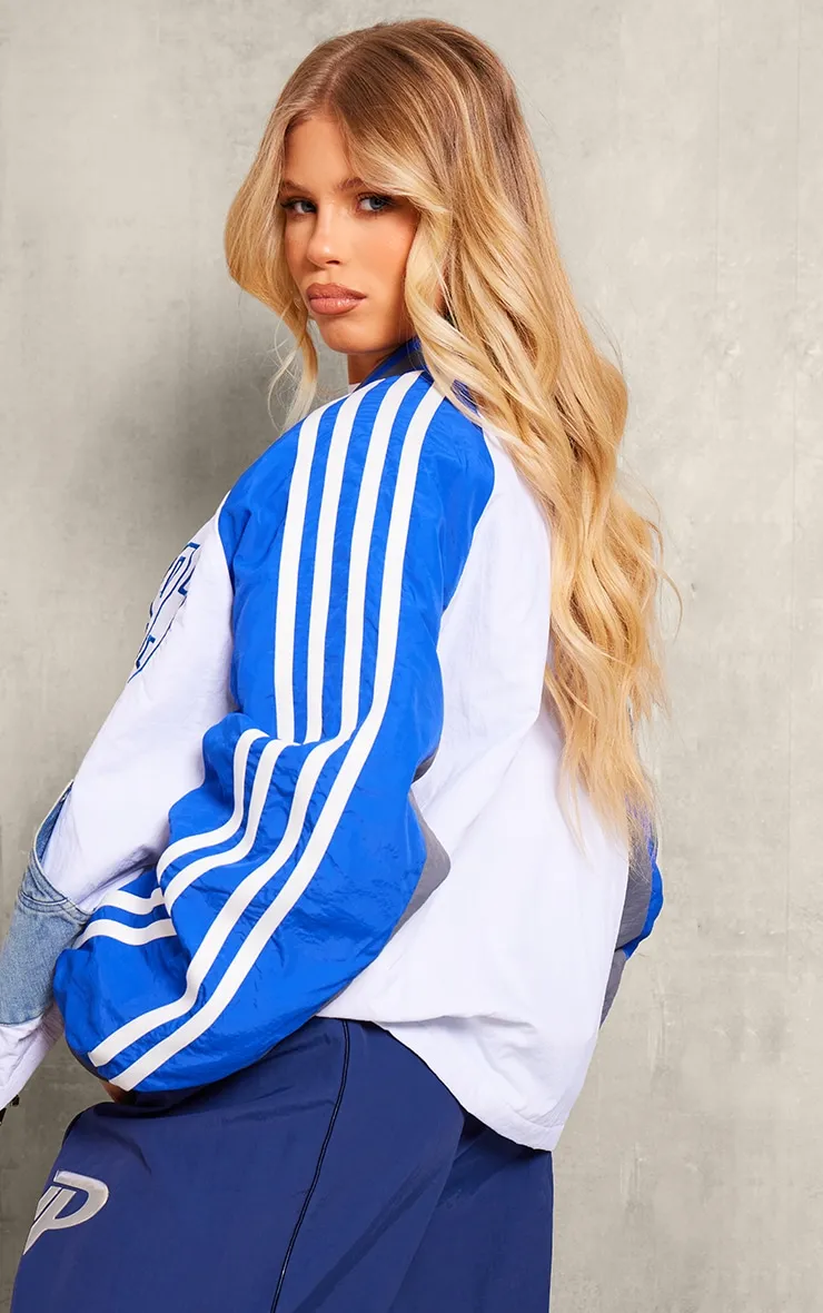 Blue Contrast Denim Pocket Oversized Bomber Jacket sold by Pretty Little Thing product image thumbnail 2