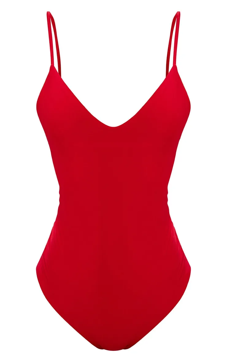 Shape Red Slinky Plunge Bodysuit sold by Pretty Little Thing product image thumbnail 3