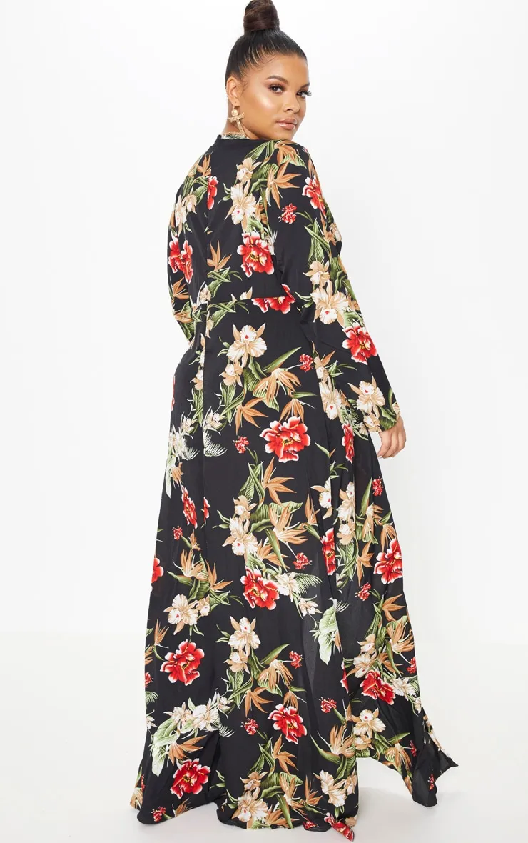Plus Black Floral Twist Front Maxi Dress sold by Pretty Little Thing product image thumbnail 2