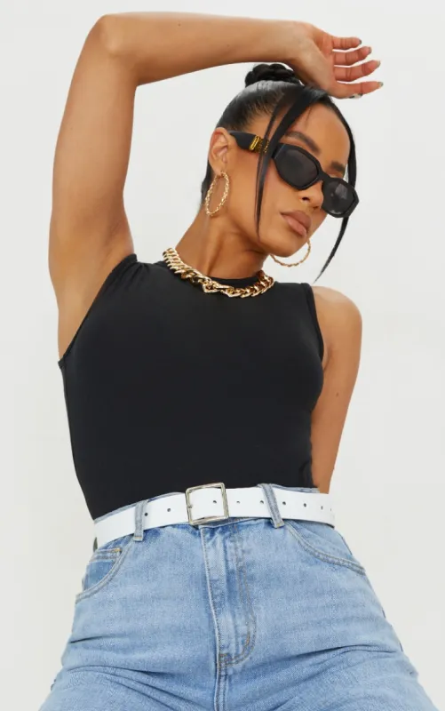 White Basic Square Buckle Belt sold by Pretty Little Thing