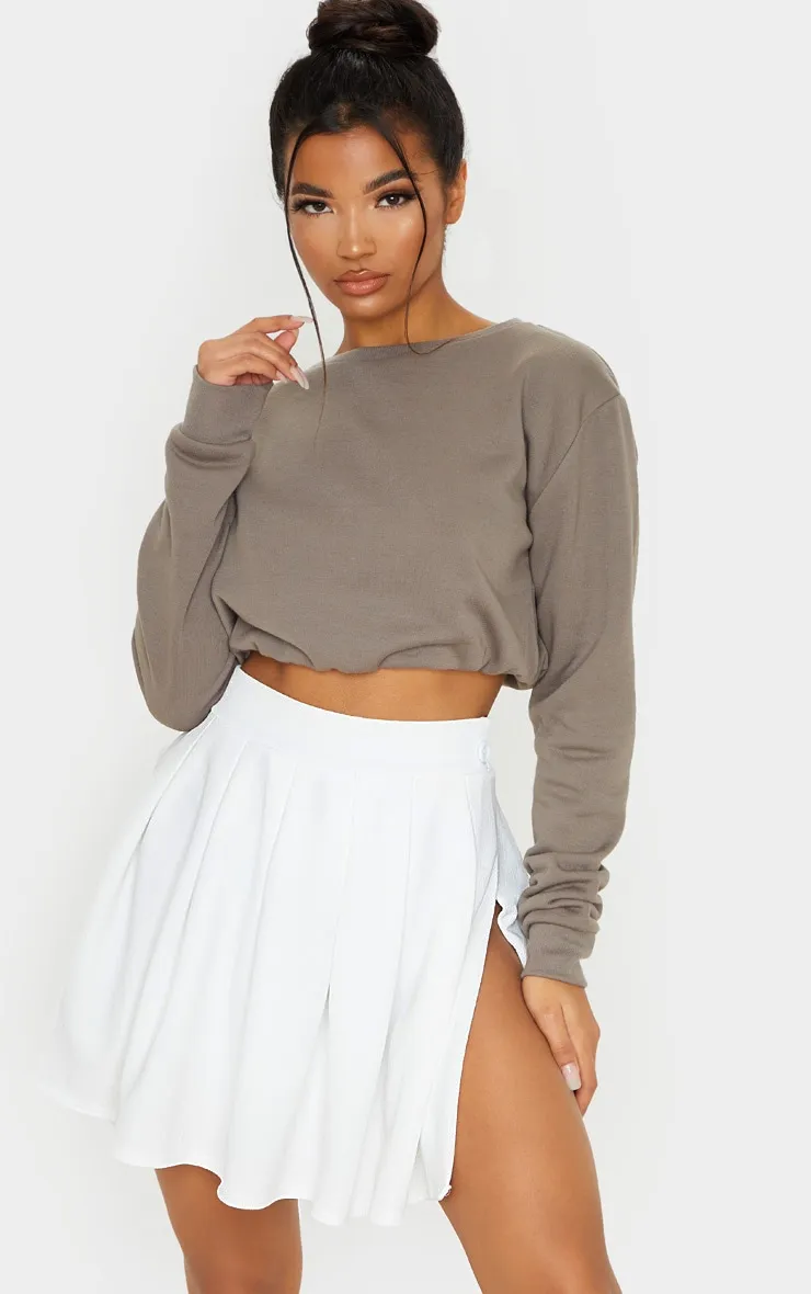 White Pleated Side Split Tennis Skirt sold by Pretty Little Thing product image thumbnail 5