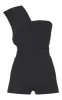 Black Drape One Shoulder Playsuit sold by Pretty Little Thing
