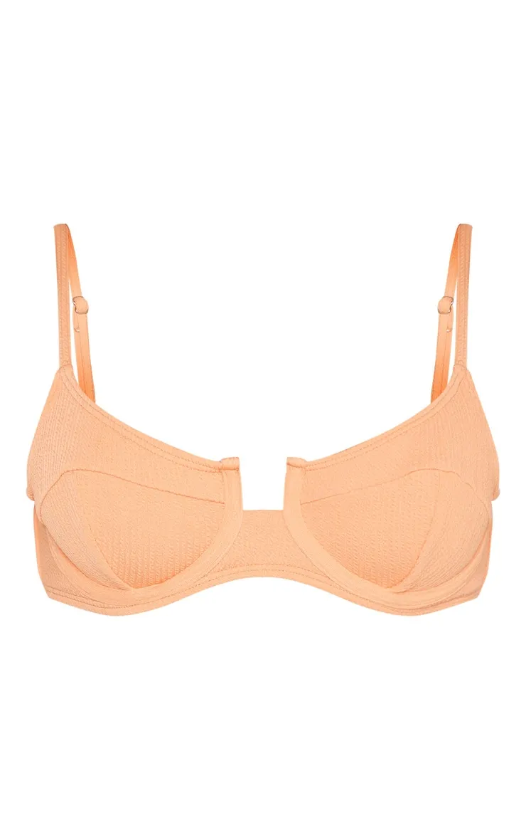 Peach Underwired Crinkle Bikini Top sold by Pretty Little Thing product image thumbnail 3