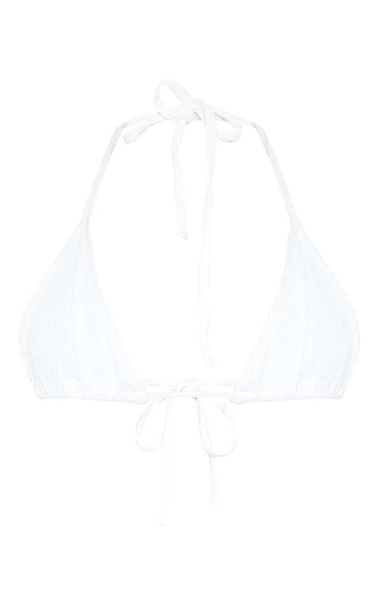 Cream Soft Crinkle Triangle Bikini Top sold by Pretty Little Thing product image thumbnail 3
