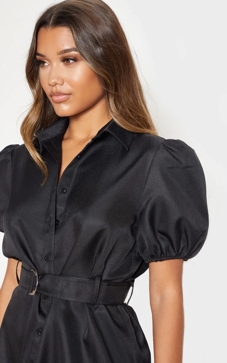 Black Puff Sleeve Belted Shirt Dress sold by Pretty Little Thing product image thumbnail 5
