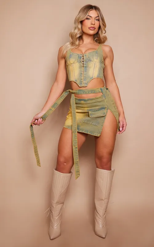 Vintage Wash Pocket Detail Micro Mini Denim Skirt sold by Pretty Little Thing