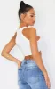 White Crepe Racer Neck Crop Top sold by Pretty Little Thing