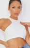 White Crepe Racer Neck Crop Top sold by Pretty Little Thing