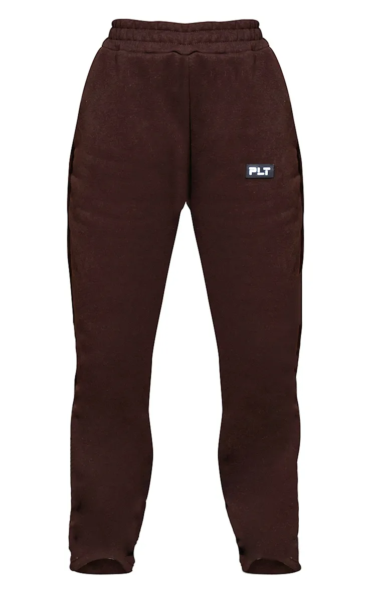PRETTYLITTLETHING Petite Chocolate Badge Detail Straight Leg Joggers sold by Pretty Little Thing product image thumbnail 5