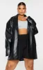 Plus Black Oversized Button PU Blazer sold by Pretty Little Thing