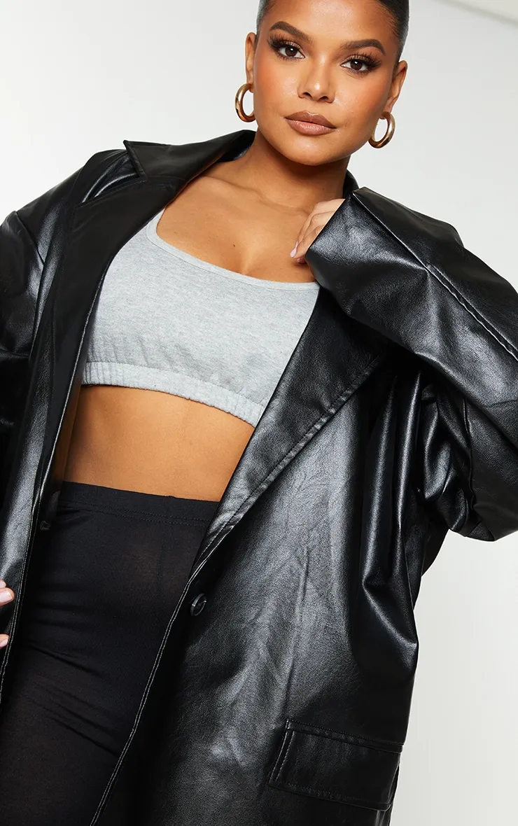 Plus Black Oversized Button PU Blazer sold by Pretty Little Thing product image thumbnail 4