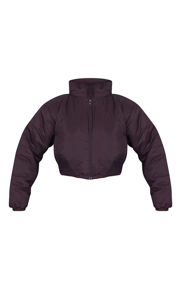 Burgundy Basic Cropped Toggle Hem Puffer sold by Pretty Little Thing product image thumbnail 5
