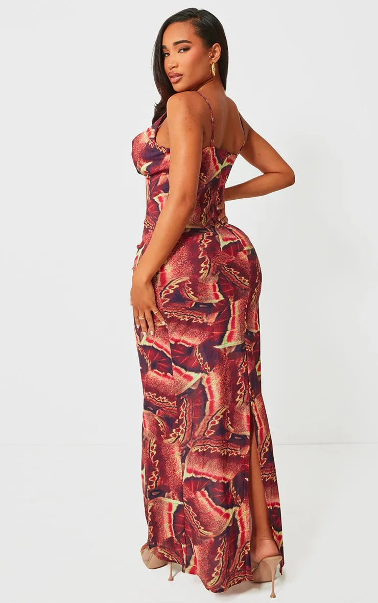 Shape Brown Printed Woven Cowl Neck Maxi Dress sold by Pretty Little Thing product image thumbnail 2