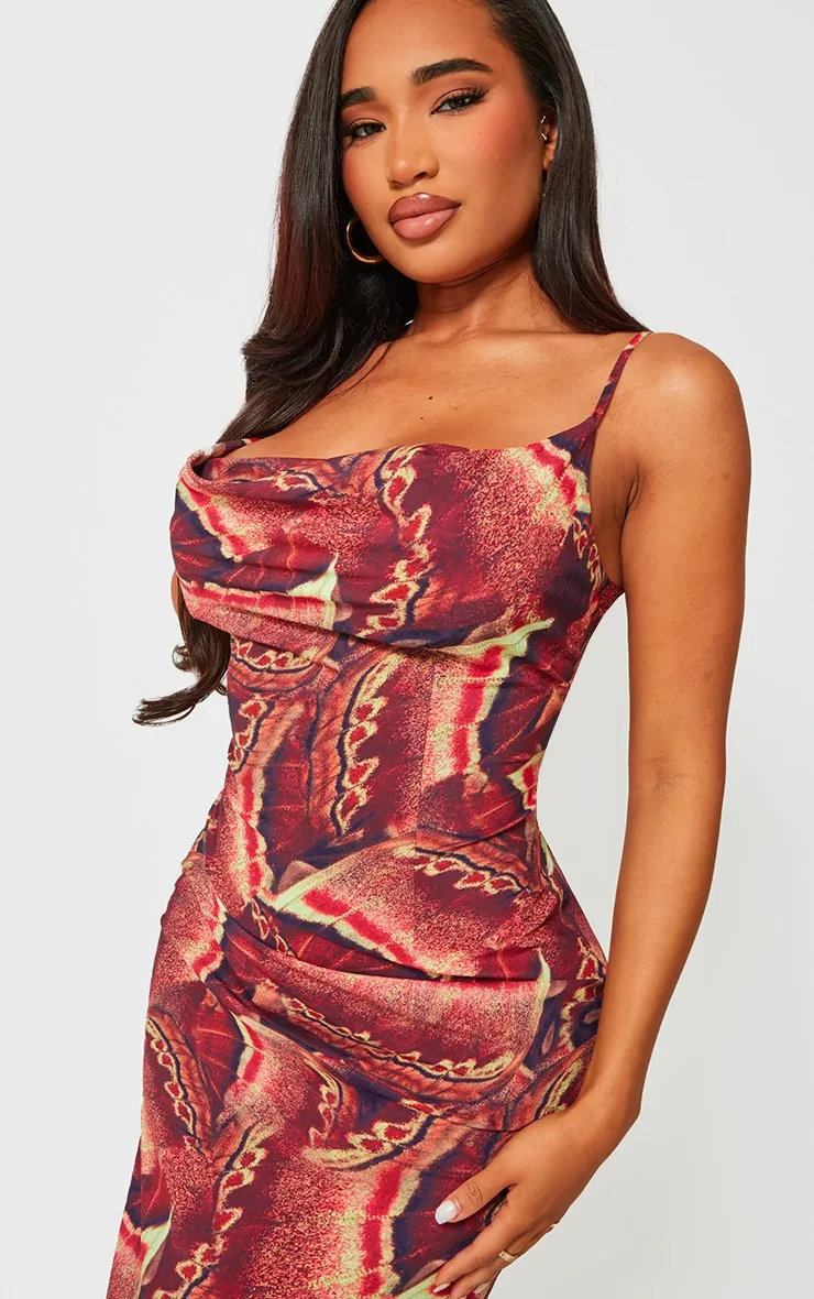 Shape Brown Printed Woven Cowl Neck Maxi Dress sold by Pretty Little Thing product image thumbnail 4