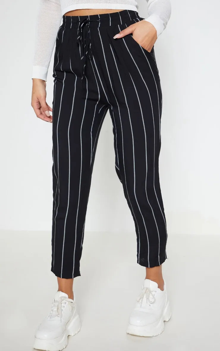 Diya Black Pin Stripe Casual Trousers sold by Pretty Little Thing product image thumbnail 2