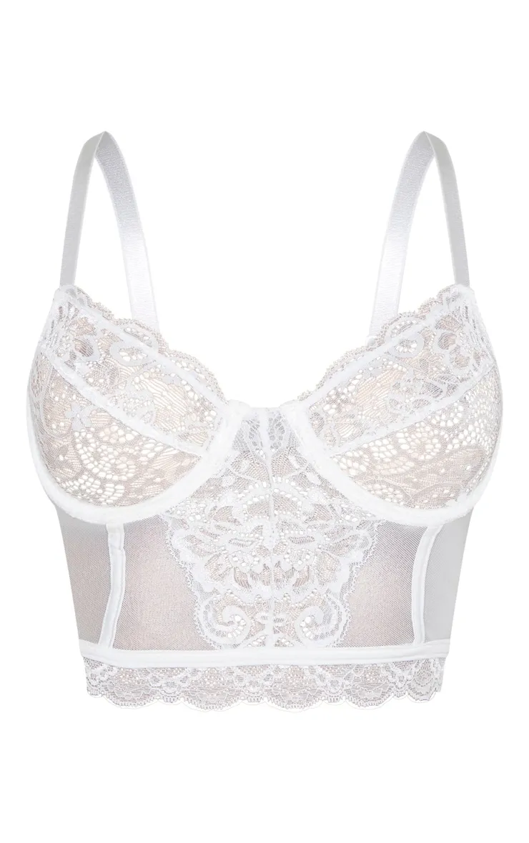 White Lace Underwired Longline Bra sold by Pretty Little Thing product image thumbnail 3