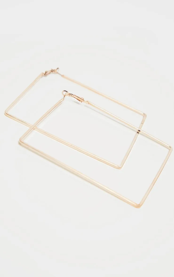 Gold Skinny Square Large Hoop Earrings sold by Pretty Little Thing product image thumbnail 2