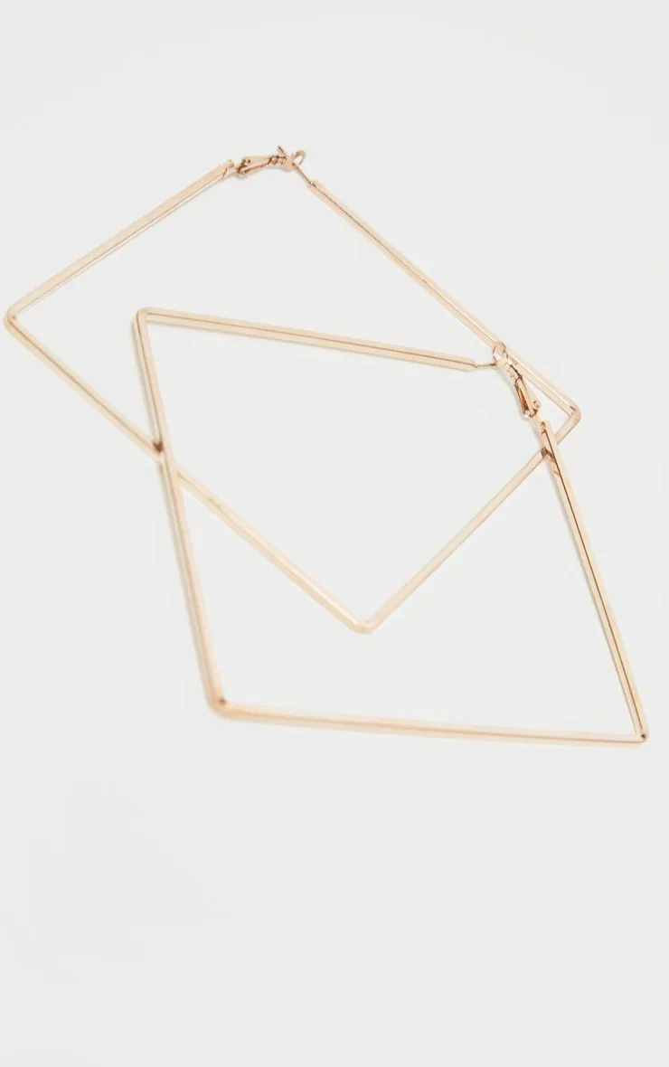 Gold Skinny Square Large Hoop Earrings sold by Pretty Little Thing product image thumbnail 3