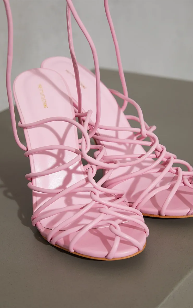 Pink PU Cage Detail Circle High Heeled Sandals sold by Pretty Little Thing product image thumbnail 3