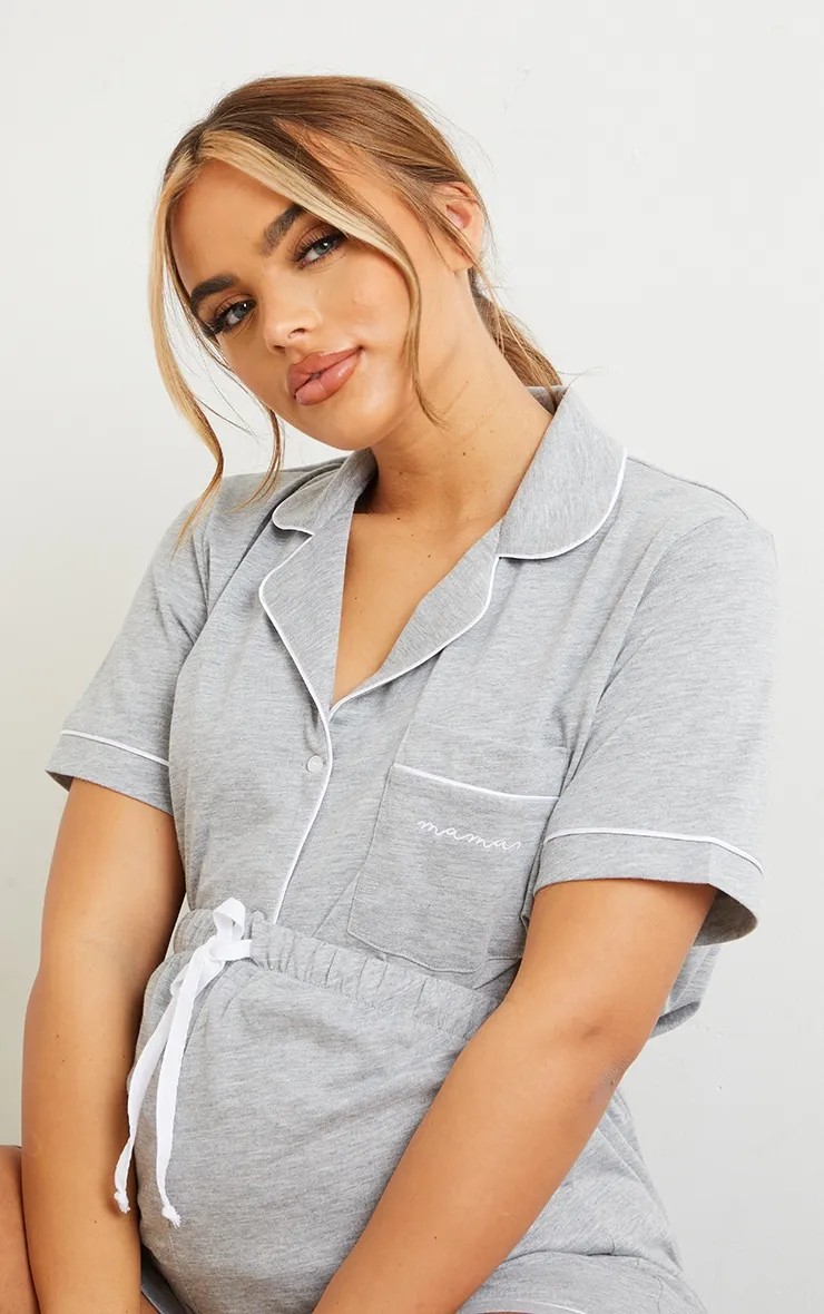 Maternity Grey Mama Button Front PJ Top sold by Pretty Little Thing product image thumbnail 4